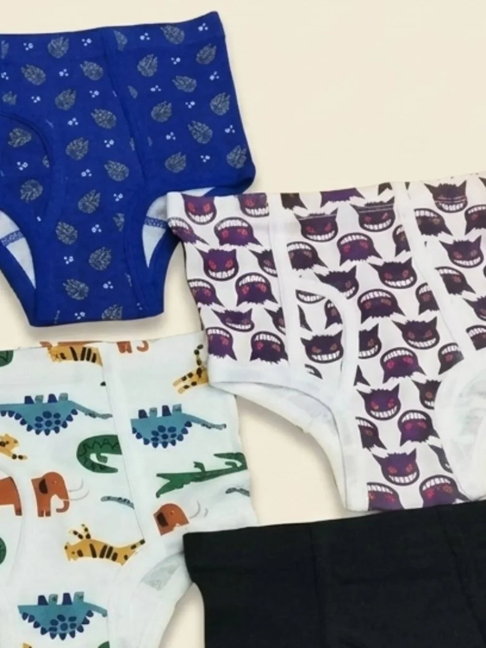 Animal 3 Size M- Boys Dinosaur Pokémon Gengar Briefs Underwear Pack Animals Lot
